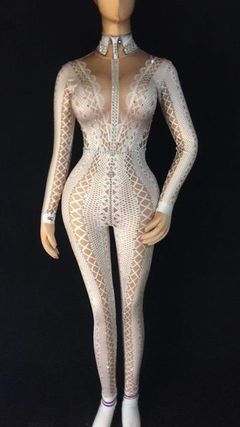 

new 3 colors rhinestones printed bodysuit women's stretch one-piece jumpsuit nightclub party singer dance show stage wear, Black;red