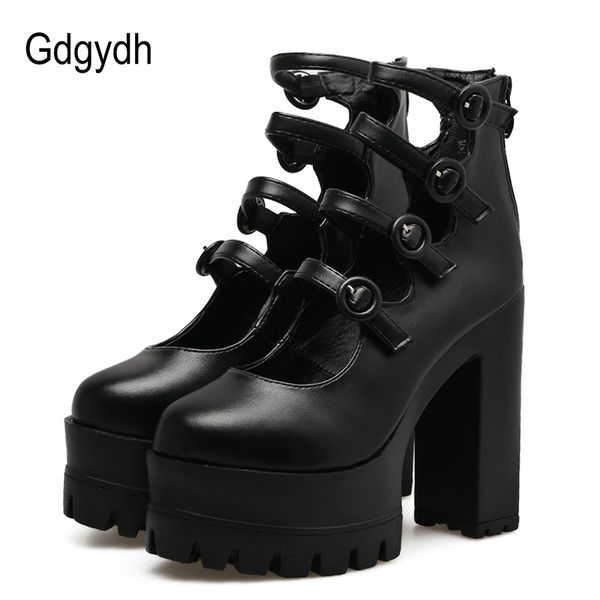 

gdgydh spring autumn platform shoes woman thick heel female single shoes ankle strap buckle women pumps high heels black t200525
