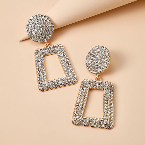

белый rhinestone gemgeometric серьги для женщин gold circle серьги стержня brincos моды ювелирных аксессуаров 9447, Golden;silver
