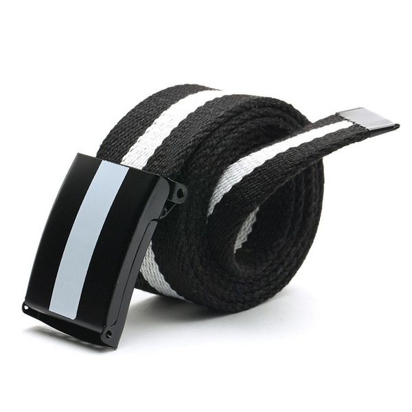 

2020 new black and white striped canvas casual belts for men and women coloured canvas belt students jeans cintos punk, Black;brown