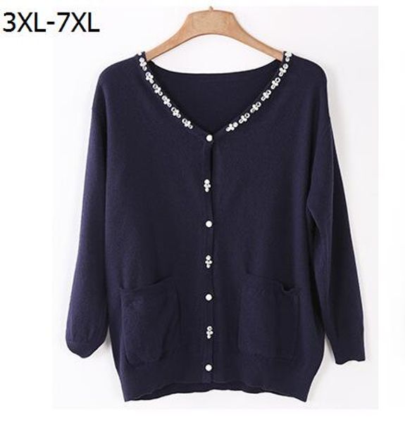 

new 2018 spring autumn winter women fashion elastic beading cardigans sweater knitwear plus size 3xl 4xl 5xl 6xl 7xl, White;black