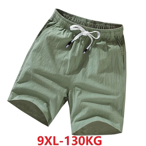 

summer men beach shorts linen cotton chinese style plus size 7xl 8xl 9xl 10xl shorts man home stretch vintage green cheap, White;black