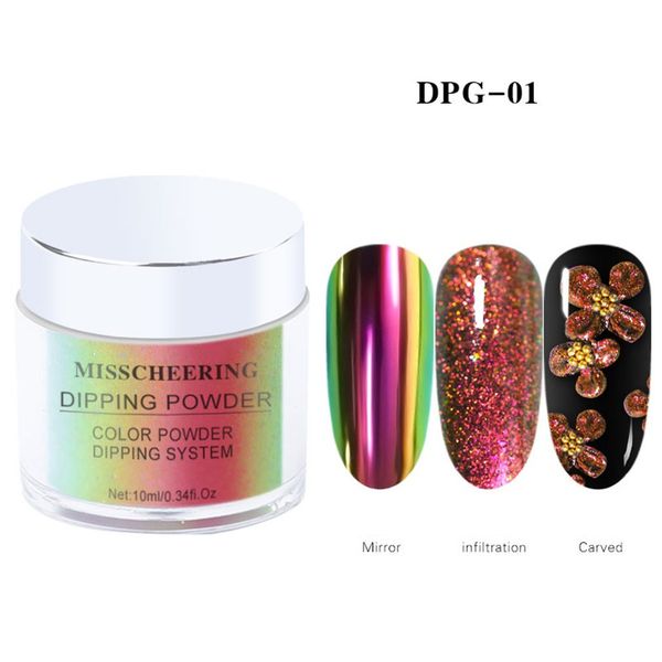 

dipping powder nail glitter powder pigment manicure nail art decoration aurora portable durable, Silver;gold