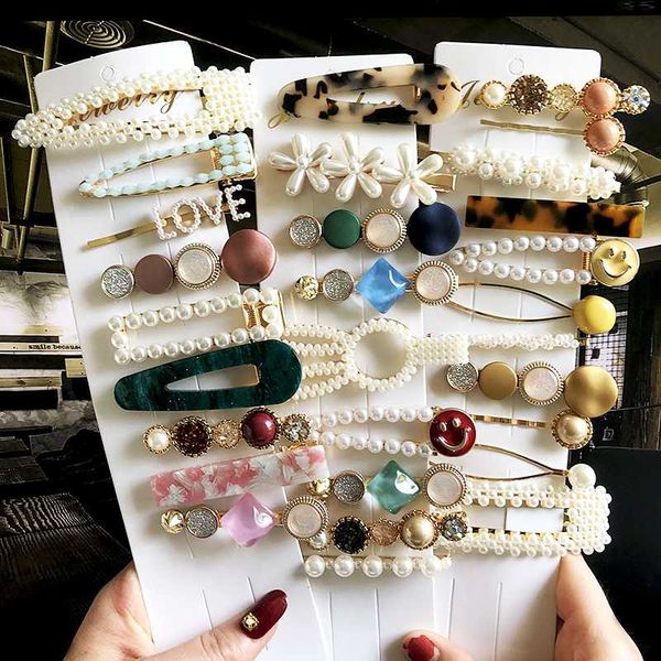

hair accessories korea clip jewelry for women girl fashion pearl hairpin crystal barrettes side headwear gift