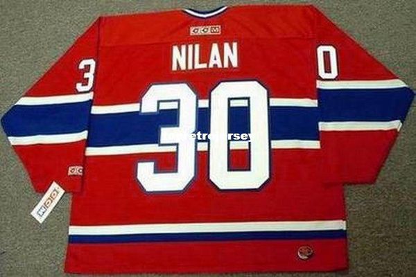 

wholesale mens chris nilan montreal canadiens 1986 ccm away retro hockey jersey, Black;red