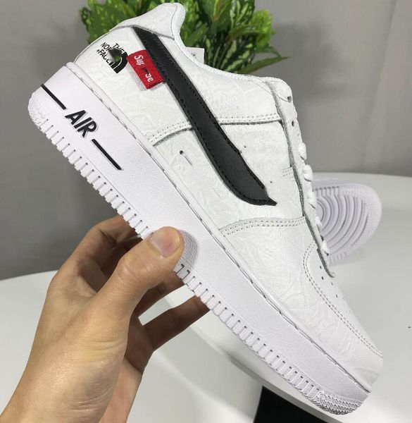 

nikÃ¨ x suprÃ¨me x the north facÃ¨ air forcing 1 sup fold face force pleated leather sneakers ar3066-100 running shoes fofdesigns 7, Black