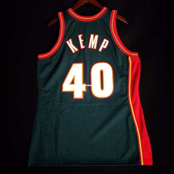 

100% stitched shawn kemp mitchell & ness sewn jersey #40 green mens medium mens vest size xs-6xl stitched basketball jerseys ncaa, Black;blue