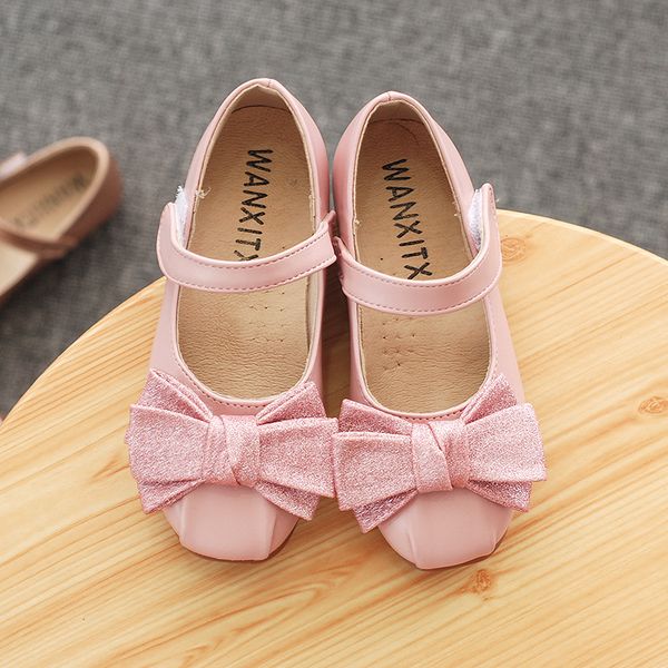 

bow princess shoes 2020 new soft bottom children  shoes sequins bow wild non-slip wear-wesistant princess, Black;grey
