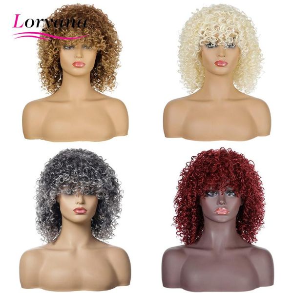 

loryana kinky curly wig five color fashion natural high temperature silk fiber short bob synthetic wigs for black women