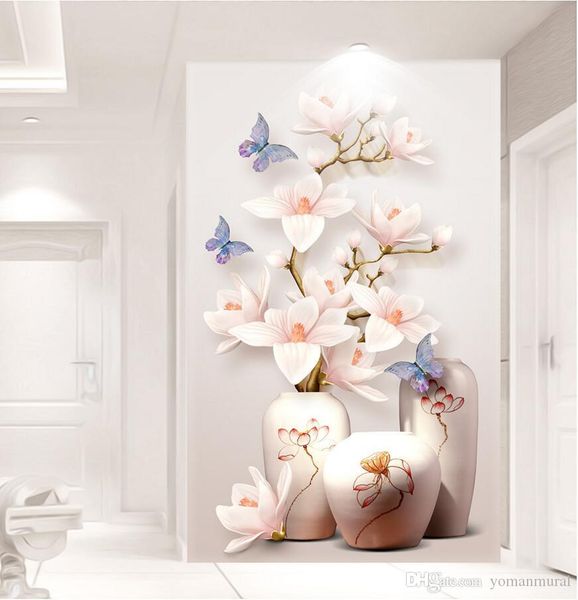 

custom hd pflowers entrance hallway 3d wallpaper wall paper home decor kitchen living room