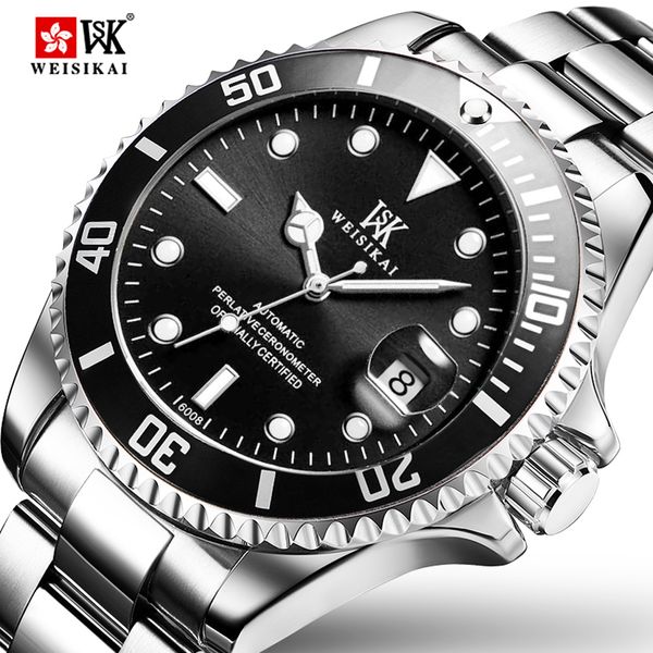 

weisikai diver watch automatic mechanical watches sports brand luxury men's diving watches male wristwatch relogio masculino, Slivery;brown