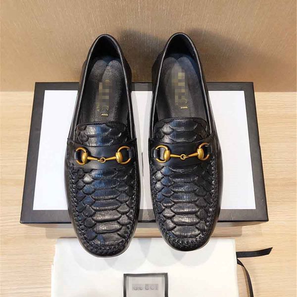 

new summer autumn men's loafers genuine leather hand painted fashion strap men's dress shoes wedding party mens footwear, Black