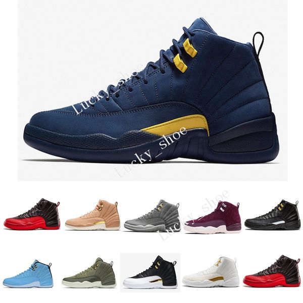 

12 12s men basketball shoes wheat dark grey bordeaux flu game the master taxi playoffs psny purple blue red suede trainers sports sneakers