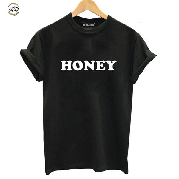 

wr0411b cotton short sleeve t shirt women fashion honey print o neck women tshirt female summer t shirt, White