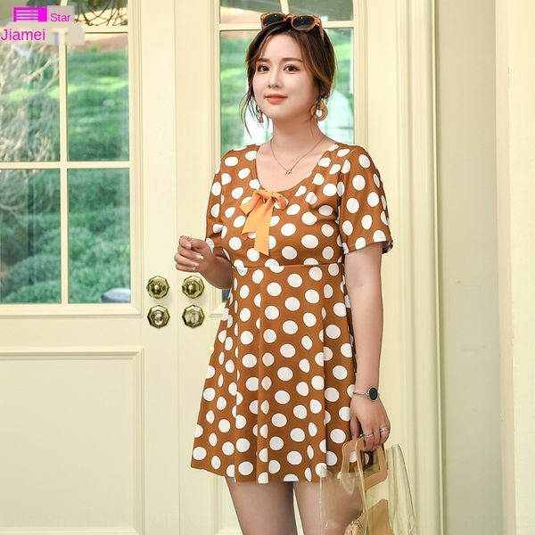 

2020 large swimsuit size swimming suit fat mm skirt split two-piece set independent anti-light boxers spring swimsuit, White;black