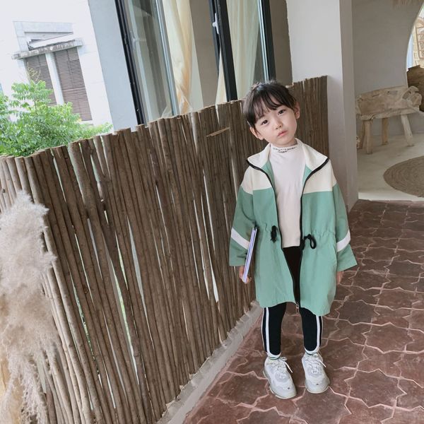 

korean style fashion girls patchwork long trench coats boys cotton drawstring long jackets kids coats, Camo