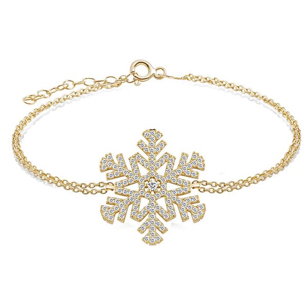 

925 sterling silver gold snowflake bracelet, Golden;silver