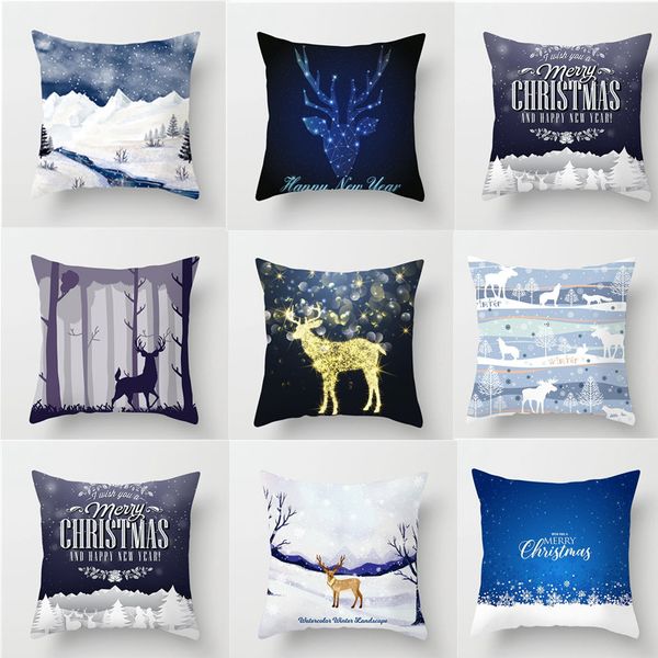 

11 styles christmas party decoration pillow cover sofa cushion cover santa deer elk print xmas pillow case christmas ornament an3008