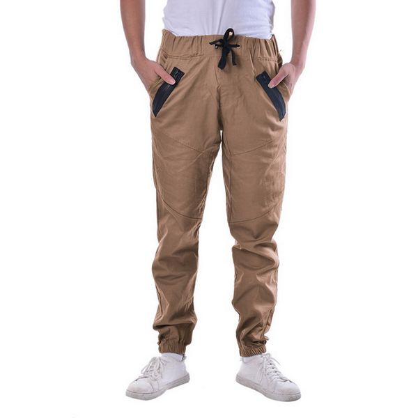 

men's jogging pants 2020 casual fitness straps sport pants striped folds feet solid color pocket pants sweatpants m-3xl, Black