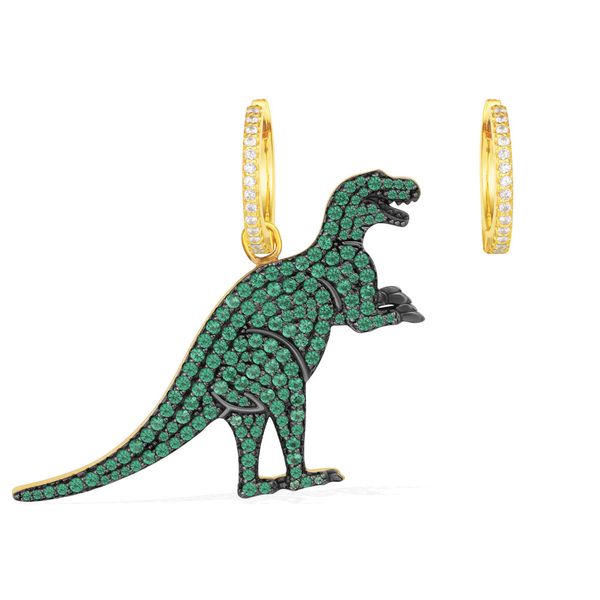 

teny 100% sterling silver s925 originalhave logo asymmetric dinosaur big earrings women jewelry mail, Golden;silver