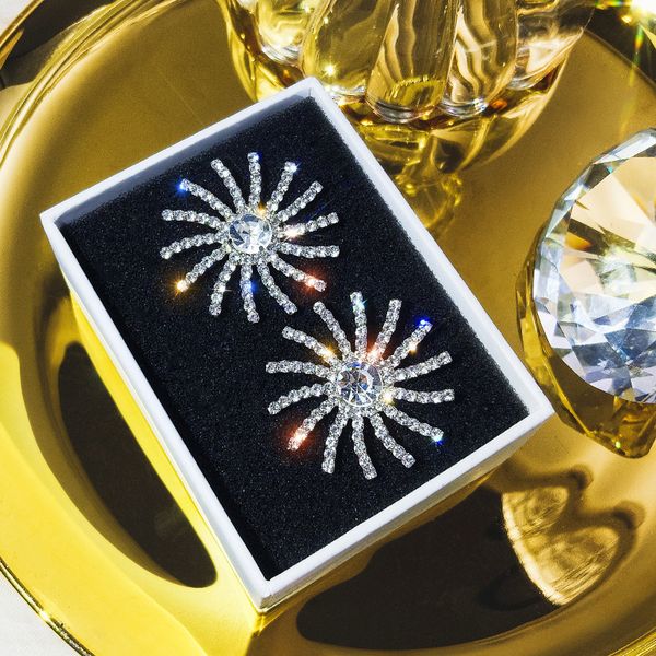 

3.5cm лаки rhinestone большой подсолнечника серьги для женщин 2019 новой личности earings оптовой продажи ювелирных изделий, Golden;silver
