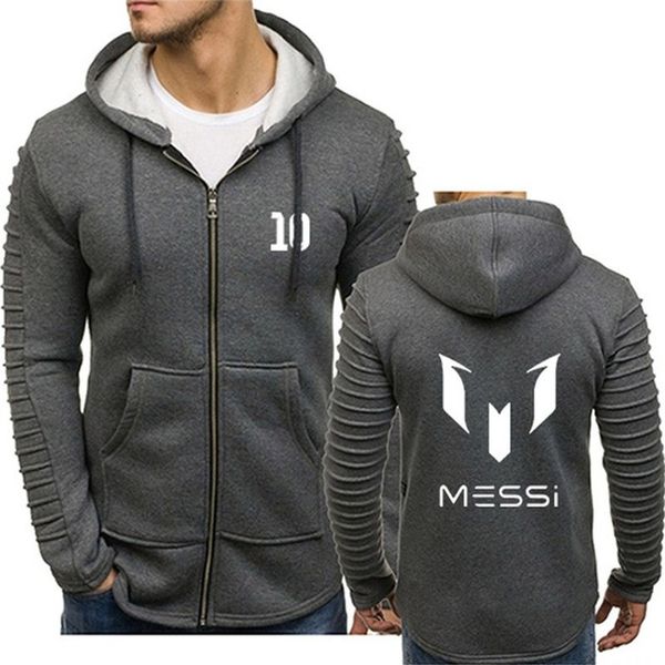 

for messi 10 print sweatshirt hoodies men spring autumn fleece zipper jacket mens streetwear casual pocket hoodies male clothi q