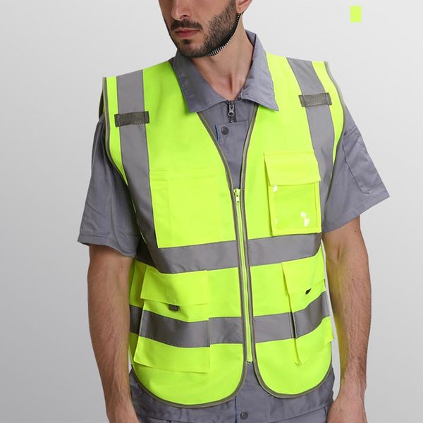 

riding reflective vest jacket workwear provides high visibility day night running cycle warning safety vest bicycle tools, Black