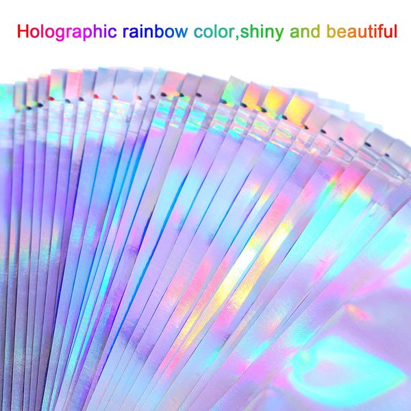 

100шт плоский zip замок соль для ванн cosmetic bag one side clear голографическая лазерная мини-алюминиевая фольга zip замок пластиковые меш
