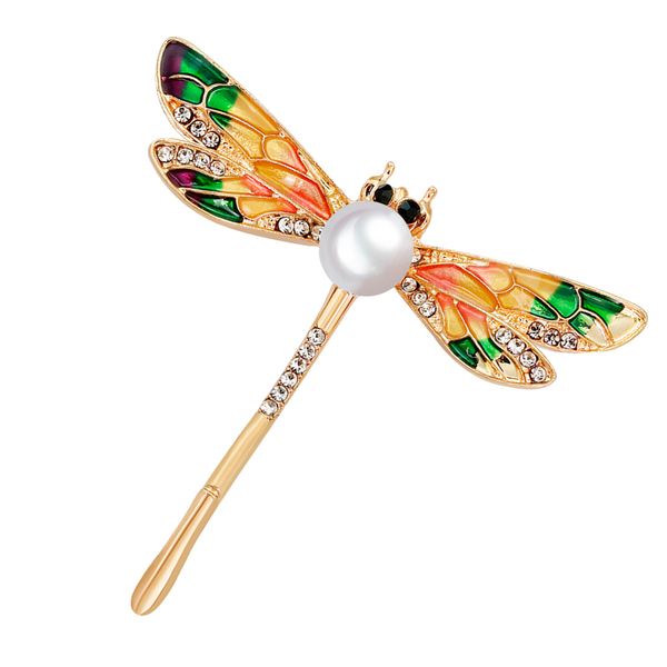 

cute enamel crystal dragonfly insect brooch pin collar lapel jewelry, Gray