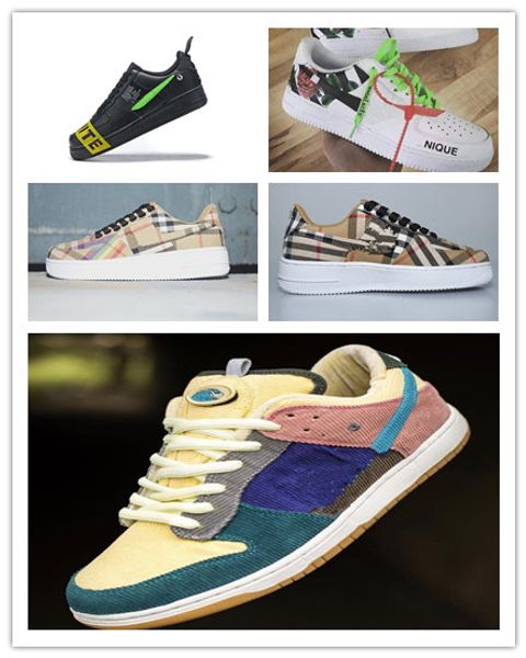 

box 2019 new men women low cut one 1 ca ual hoe white black dunk port kateboarding hoe cla ic af fly trainer high neaker