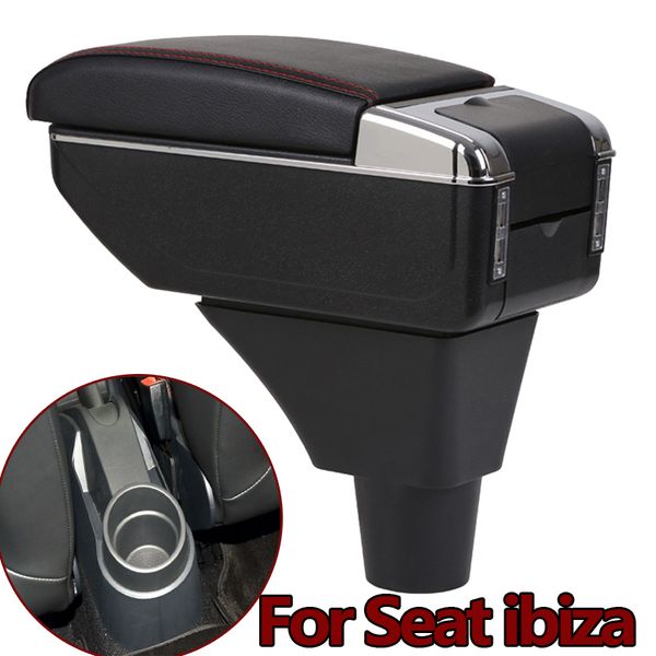 

for seat ibiza armrest box central store content storage box seat armrest with cup holder ashtray usb interface car parts