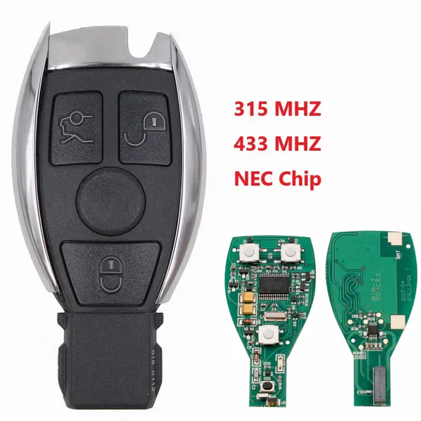 

10pcs/lot 3 buttons smart remote key keyless fob for after 2000+ nec&bga replace nec chip 315mhz/433mhz