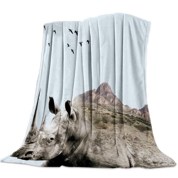 

personalized blanket home textile creative rhino design flannel weighted blanket warm soft throw sofa bed travel blankets