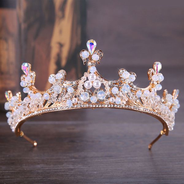 

роскошные ювелирные изделия барокко gold noiva волос имитация pearl кристалл диадемы и короны оголовье свадебные аксессуары для волос невест, White;golden