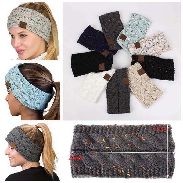 

21 color cc knitted crochet headband women winter port headwrap hairband turban head band ear warmer beanie cap headband 50pc fc210, Blue;gray