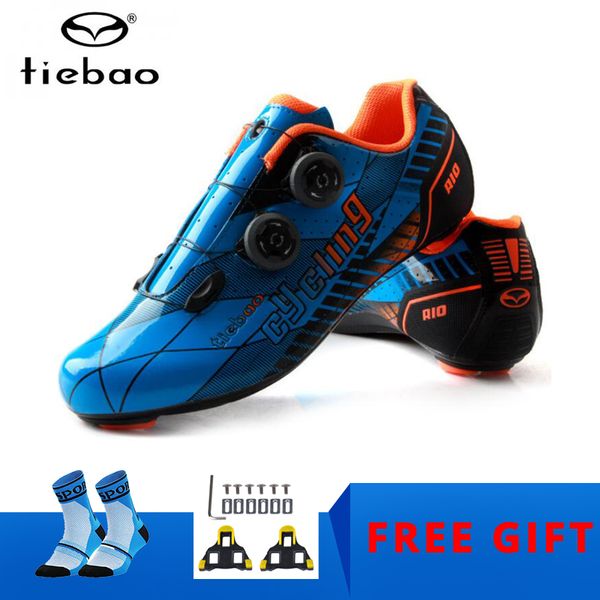 

tiebao carbon fiber cycling shoes road sapatilha ciclismo self-locking cycling sneakers shoes spd-sl cleats bicycle riding, Black