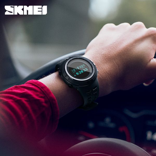 

skmei большой циферблат спортивные часы men 2020 5бар водонепроницаемый калории шаг пробег pu ремешок компас цифровые часы relogio 1360 мужч, Slivery;brown