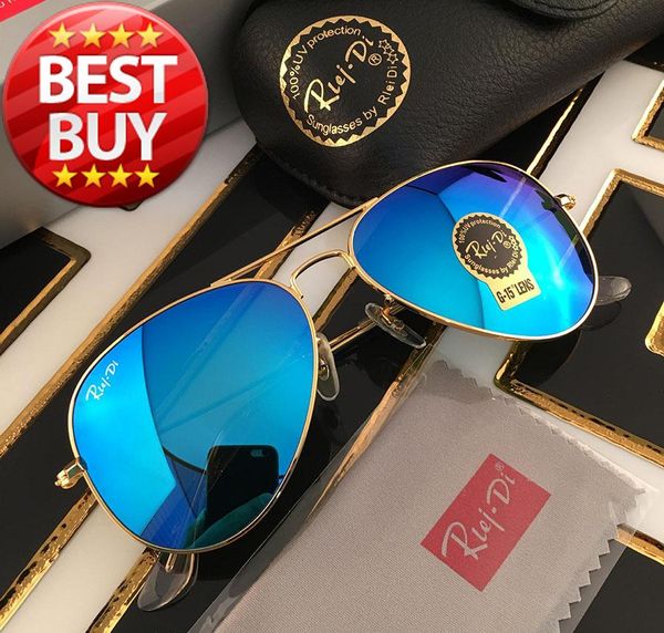 

pilot style sunglasses brand designer sunglasses for men women metal frame flash mirror glass lens fashion sunglasses gafas de sol 58mm 62mm