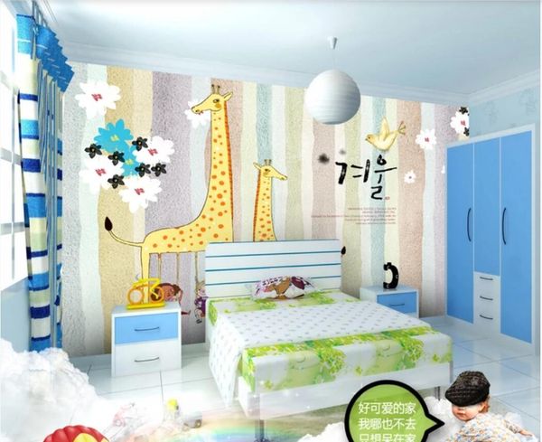 

3d wallpaper custom p mural korean simple abstract tree giraffe tv background wall wallpaper for walls 3 d