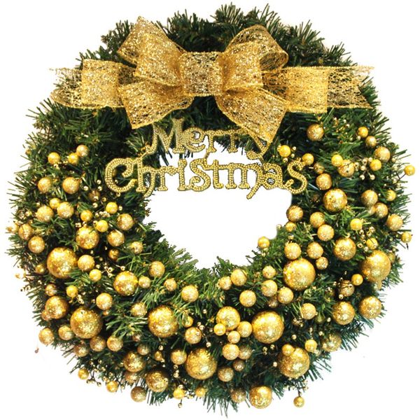 

40cm christmas wreath bow red gold christmas door hanging ornament