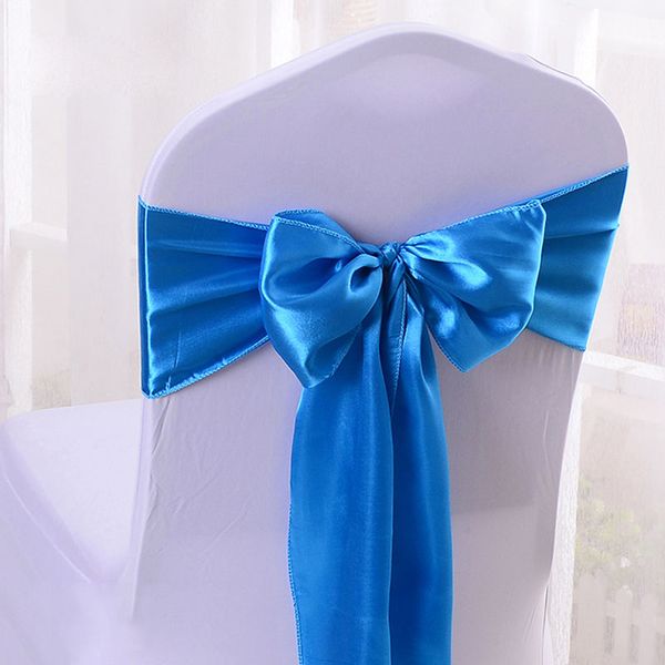 

25pcs/lot 16*275cm satin bow tie chair sash band for l banquet wedding party decoration red/blue/yellow multi color