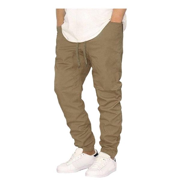 

men solid pants full length mens joggers causal harem pants streetwear hip hop slim fit trousers male pockets sweat, Black