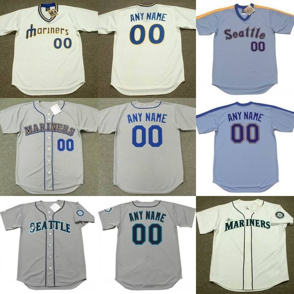 

custom mens throwback seattle bobby valentine alex rodriguez dan wilson al cowens dave valle jay buhner baseball jersey stitched s-5xl, Blue;black