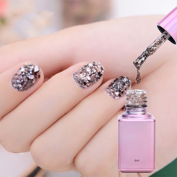 

bgvfiveglitter nail polish 6ml 15 colors nail glue sequin paint shine lacquer art tool