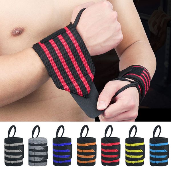 

gobygo 1pcs weightlifting wristband wrist wraps bandages brace powerlifting gym fitness straps support sports equipment, Black;red