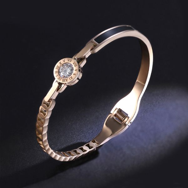 

новое прибытие нержавеющей стали 316l женщины браслеты браслеты мода цирконий розовое золото браслеты браслет ювелирные изделия, Black