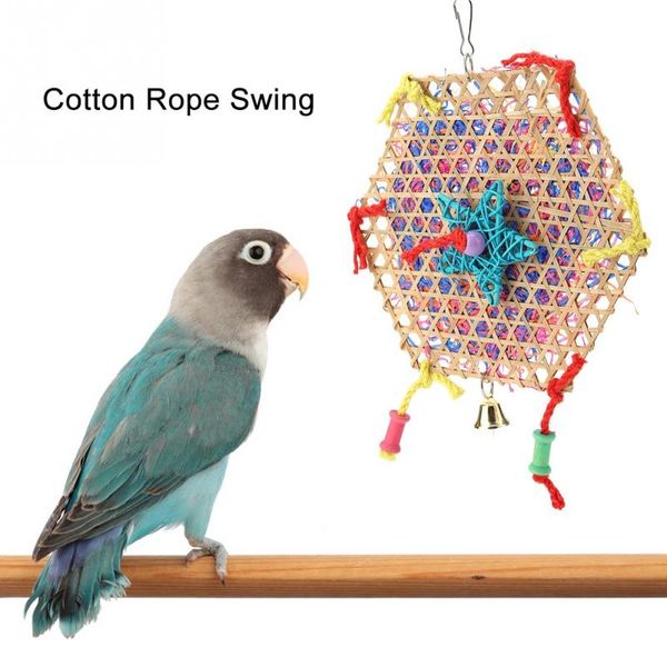 

bird perch tool colorful bamboo weave cotton rope swing parrot cockatiel chewing climbing toy bird cage pet supplies parrot toys