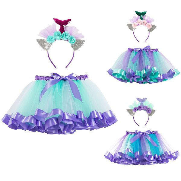 

summer 2020 gilrs skirt clothes set toddler girls kids tutu party dance ballet toddler baby costume skirt+headband set vestidos