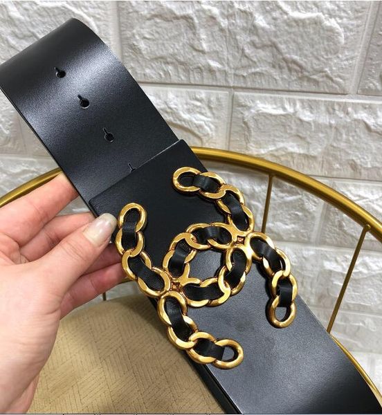 

the new alphabet wide buckled belt with a width of 7.0cm is designed for women's clothing accessories, Black;brown