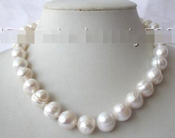 

stunning big 9-10mm round baroque white freshwater cultured pearl necklace s1322, Golden;silver